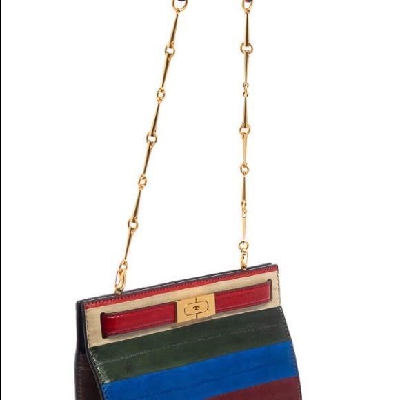 Tory Burch Colorblock Patchwork Eel Leather Lee Radziwill Shoulder Bag NWT - Picture 10 of 16